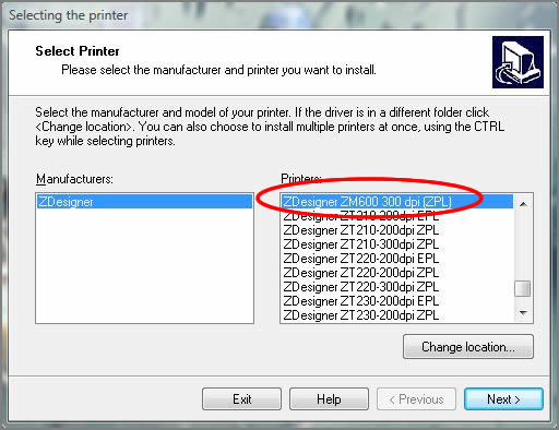 Choose Printer Name